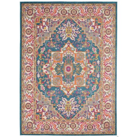 Homeroots 5 x 7 ft. Teal & Pink Medallion Area Rug 385503